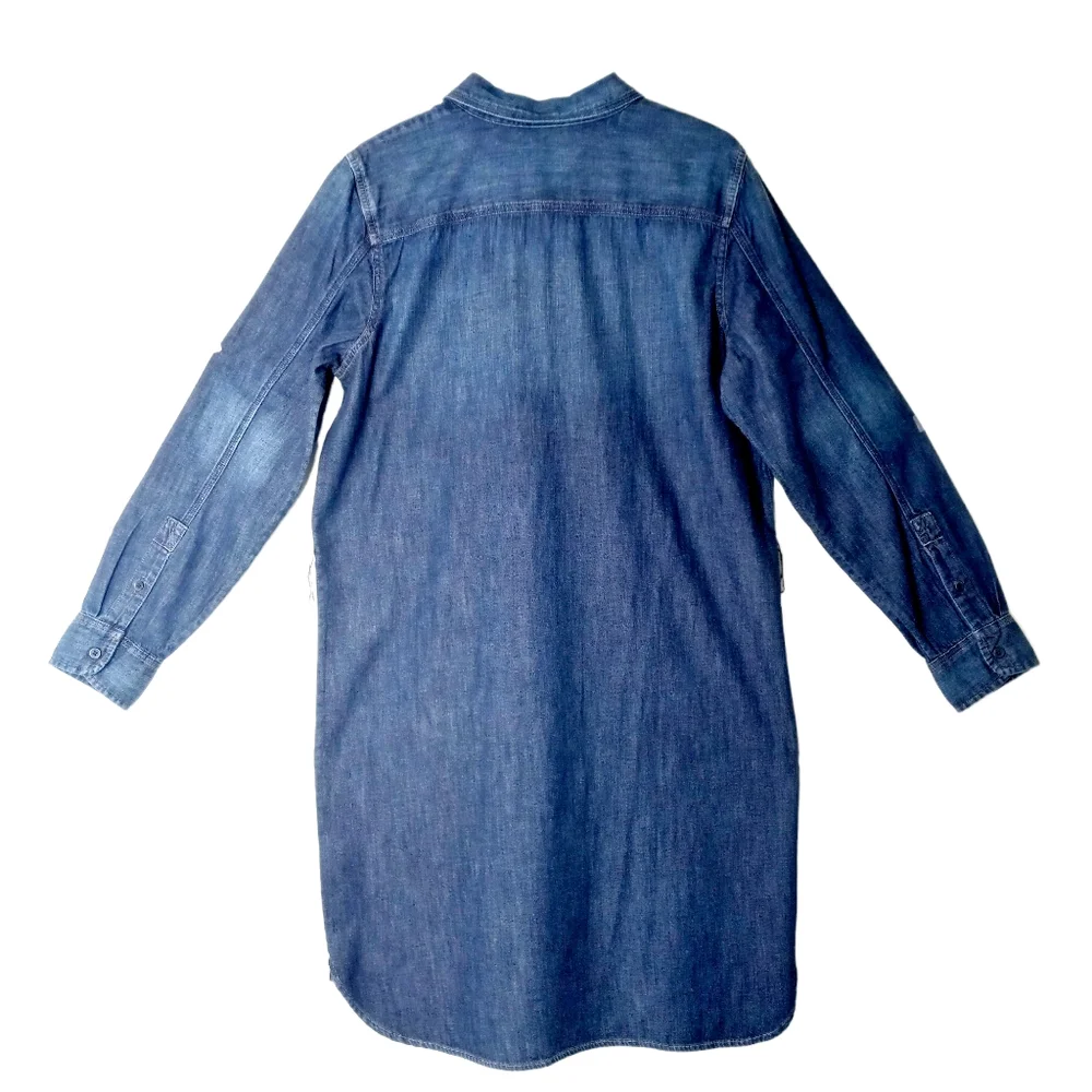 Ralph Lauren Lauren Tie Waist Sash Belt Longsleeve Denim Shirt Dress In Blue - Picture 3 of 10